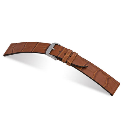 Embossed Leather Alligator Print Watch Band | Miami | Cognac