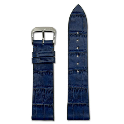 Embossed Leather Alligator Print Watch Band | Miami | Navy