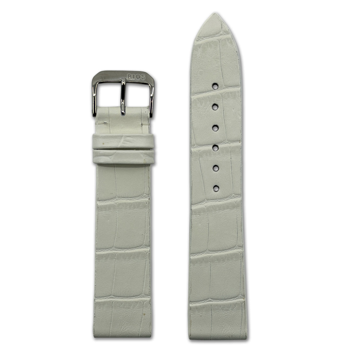 Embossed Leather Alligator Print Watch Band |  Miami | White