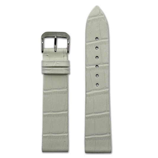 Embossed Leather Alligator Print Watch Band |  Miami | White