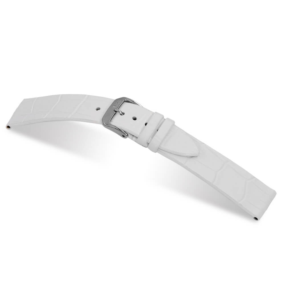 Embossed Leather Alligator Print Watch Band | White | Miami