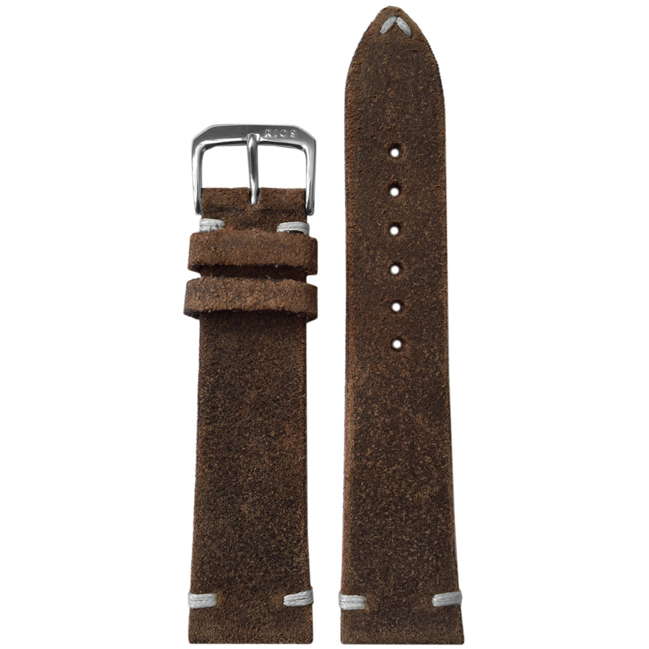 Vintage Leather Watch Band | Rough Brown | White Minimal Hand Stitch