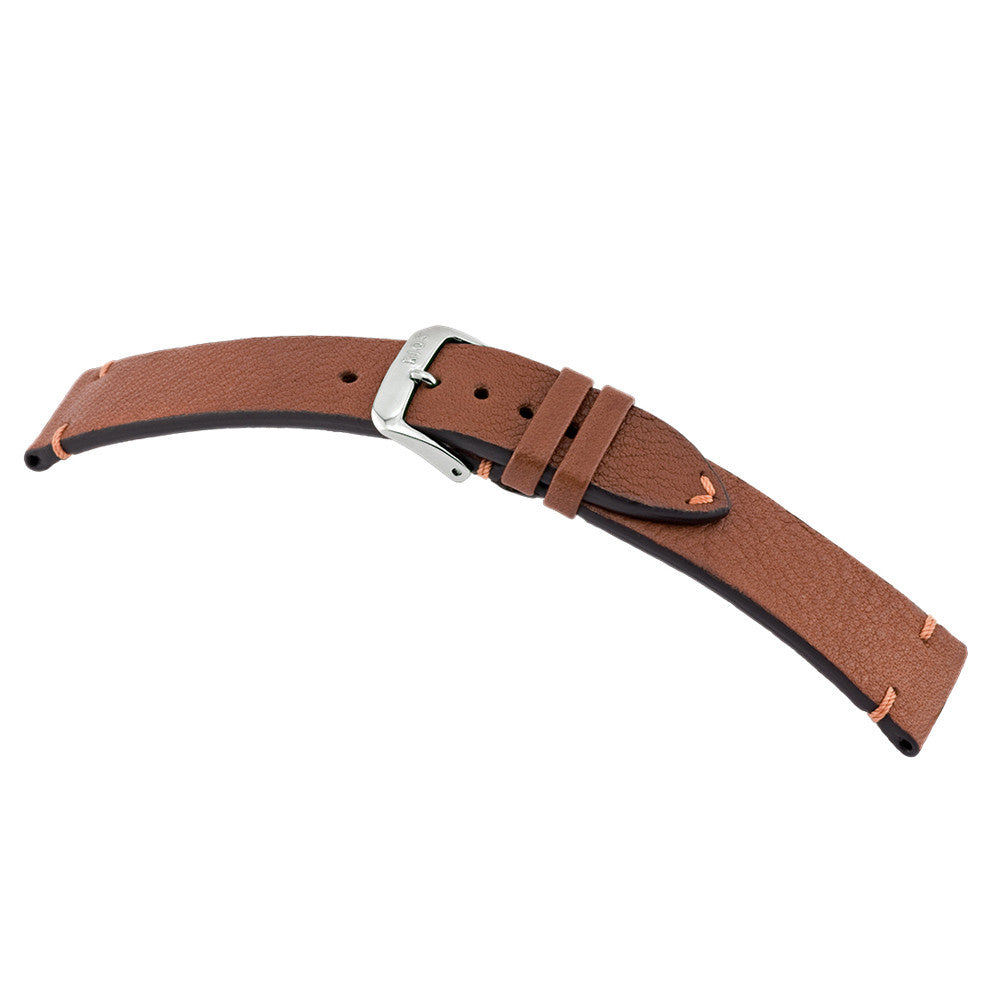 Certified Organic Leather Watch Band | Cognac | Mittenwald | Minimal Stitch