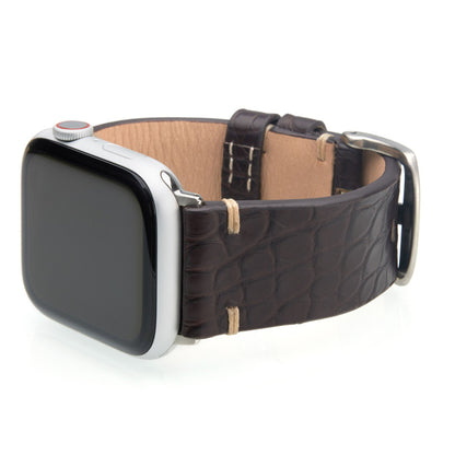 Apple Watch | Genuine Alligator Watch Band | Mocha | Flank Cut