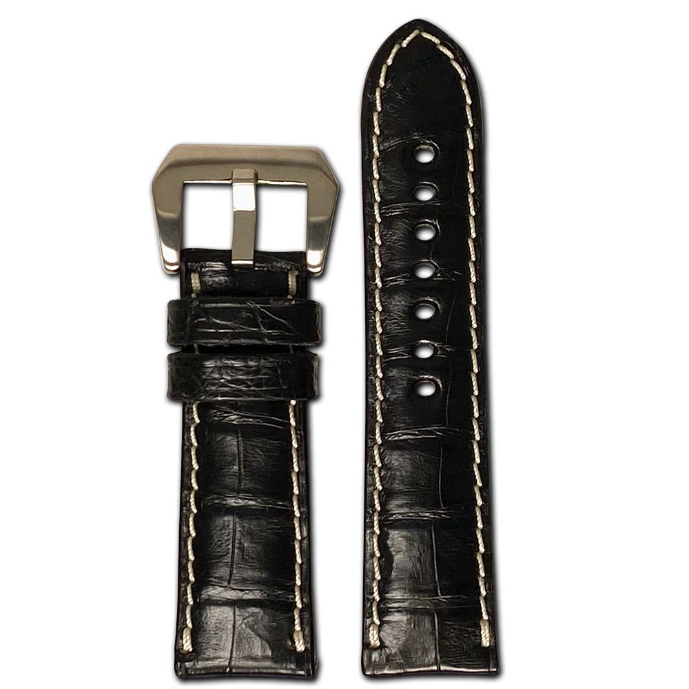 Genuine Alligator Watch Band | Black | Modena | For Panerai