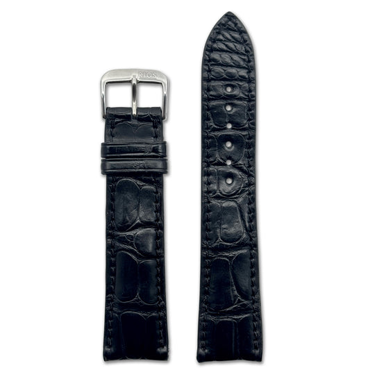 Genuine Alligator Watch Band | Monarch | Genuine Alligator Lining | Black