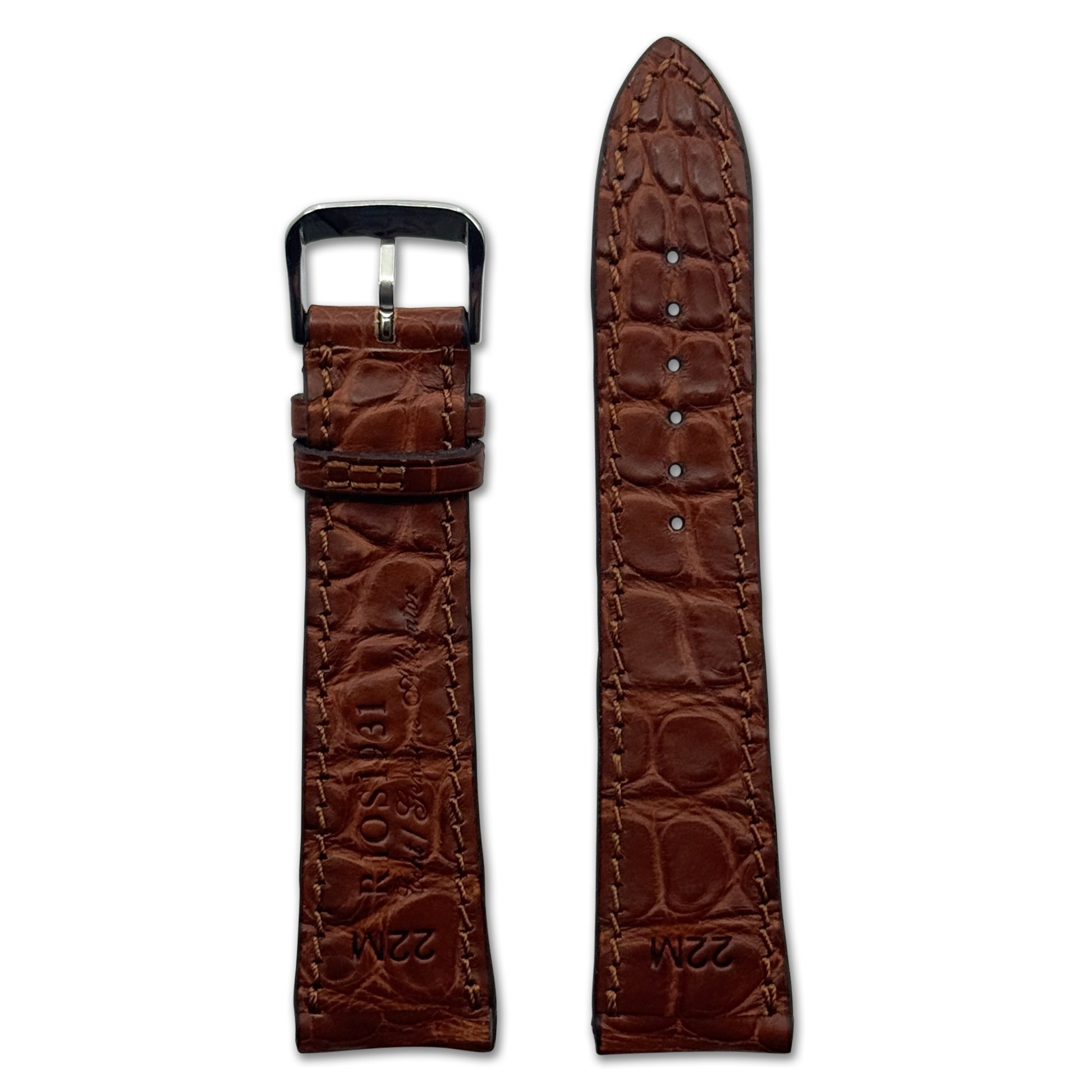 Genuine Alligator Watch Band | Monarch | Genuine Alligator Lining | Mahogany | Back