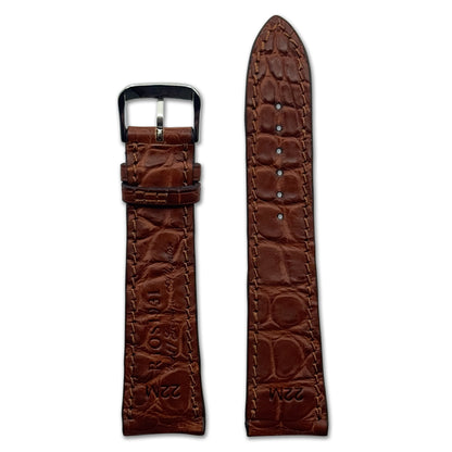 Genuine Alligator Watch Band | Monarch | Genuine Alligator Lining | Mahogany | Back