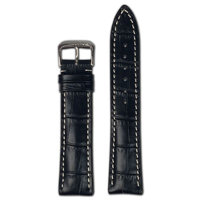 Embossed Leather Alligator Print Watch Band | New Orleans | Black