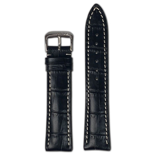 Embossed Leather Alligator Print Watch Band | Black | New Orleans