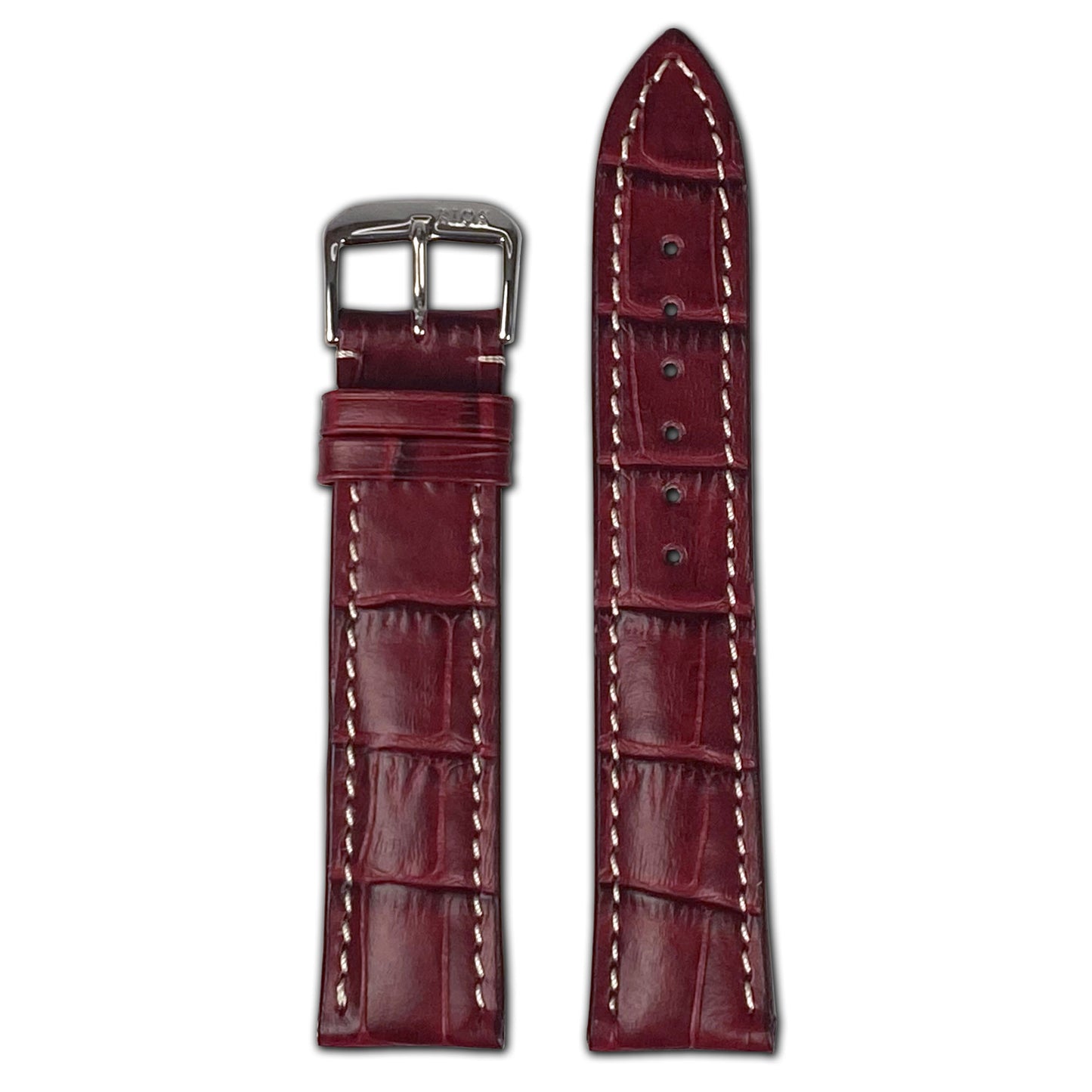 Embossed Leather Alligator Print Watch Band | New Orleans | Burgundy