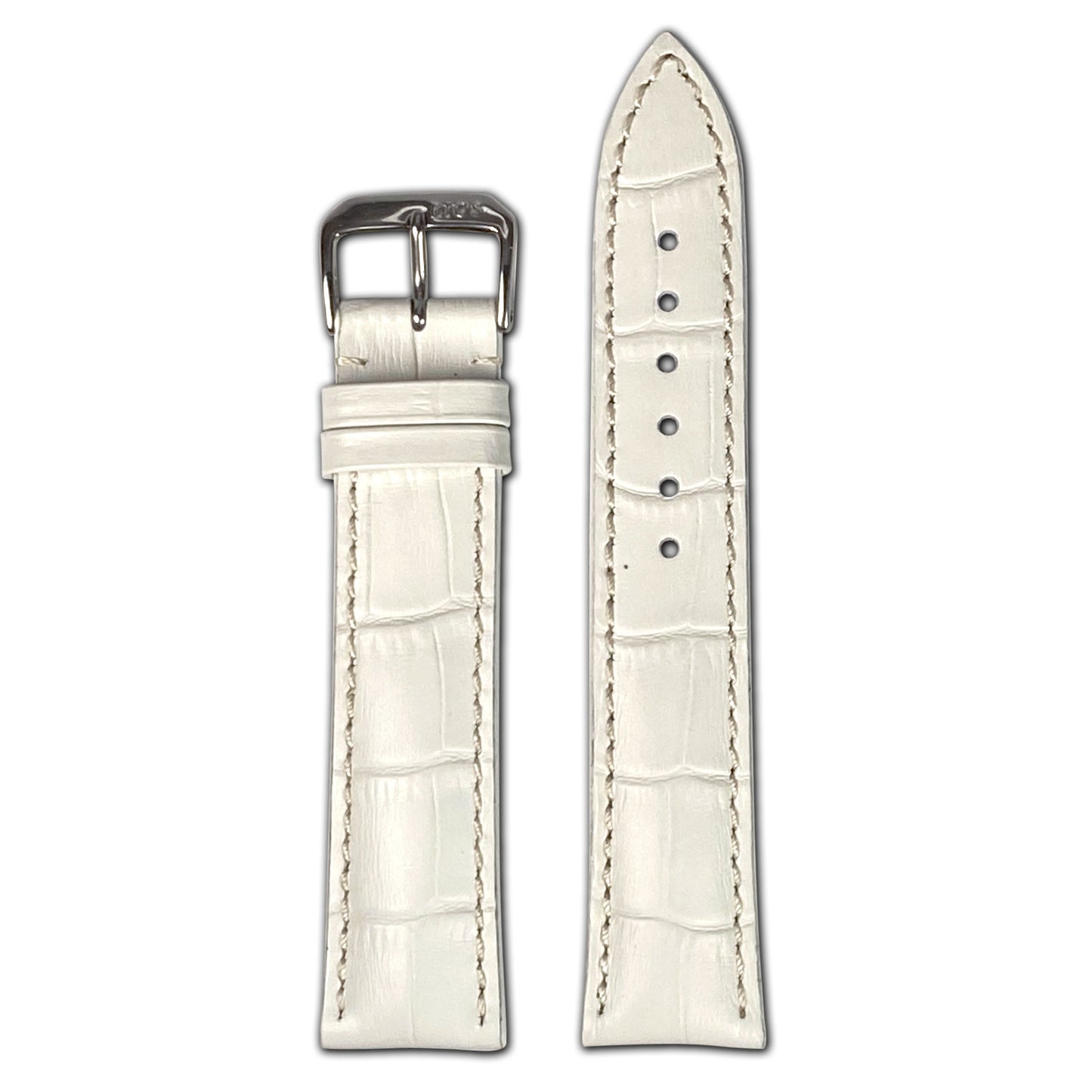 Embossed Leather Alligator Print Watch Band | New Orleans | White