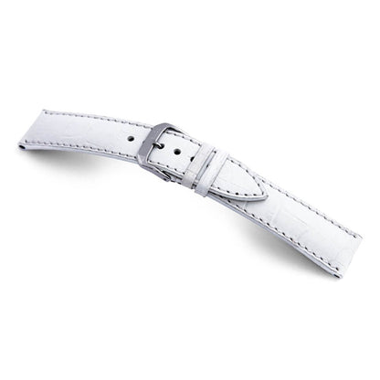 Embossed Leather Alligator Print Watch Band | White | New Orleans