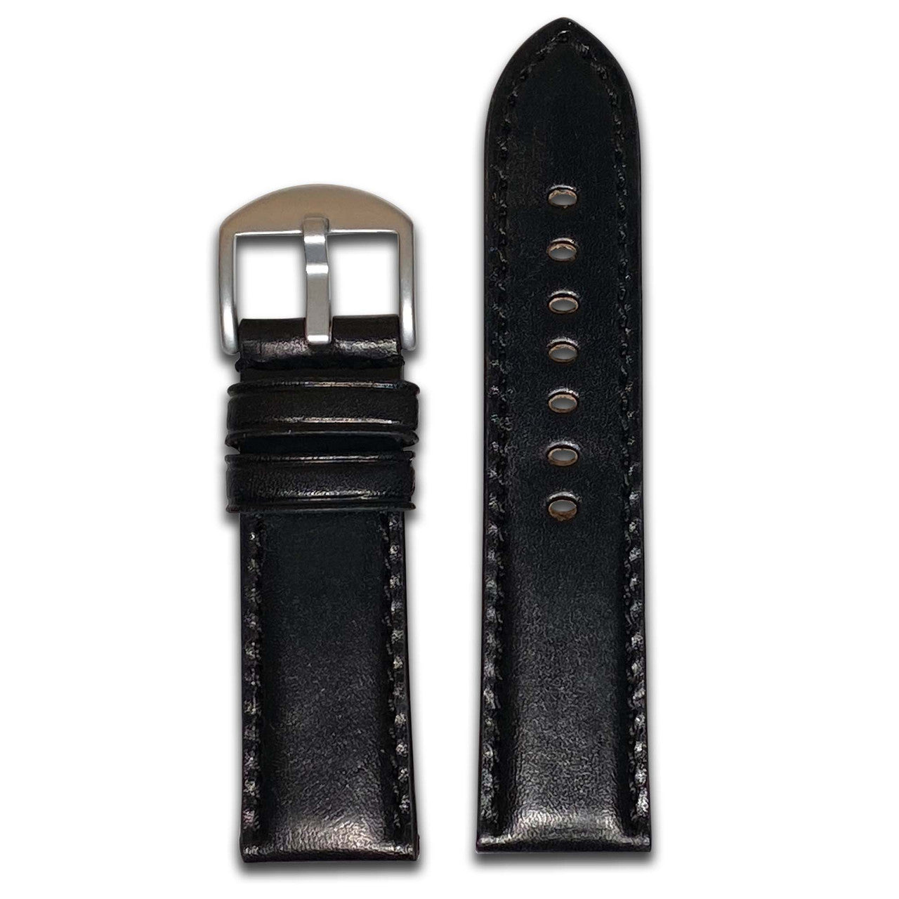 Oak Leather Watch Band | Black | Match Stitch | For Panerai