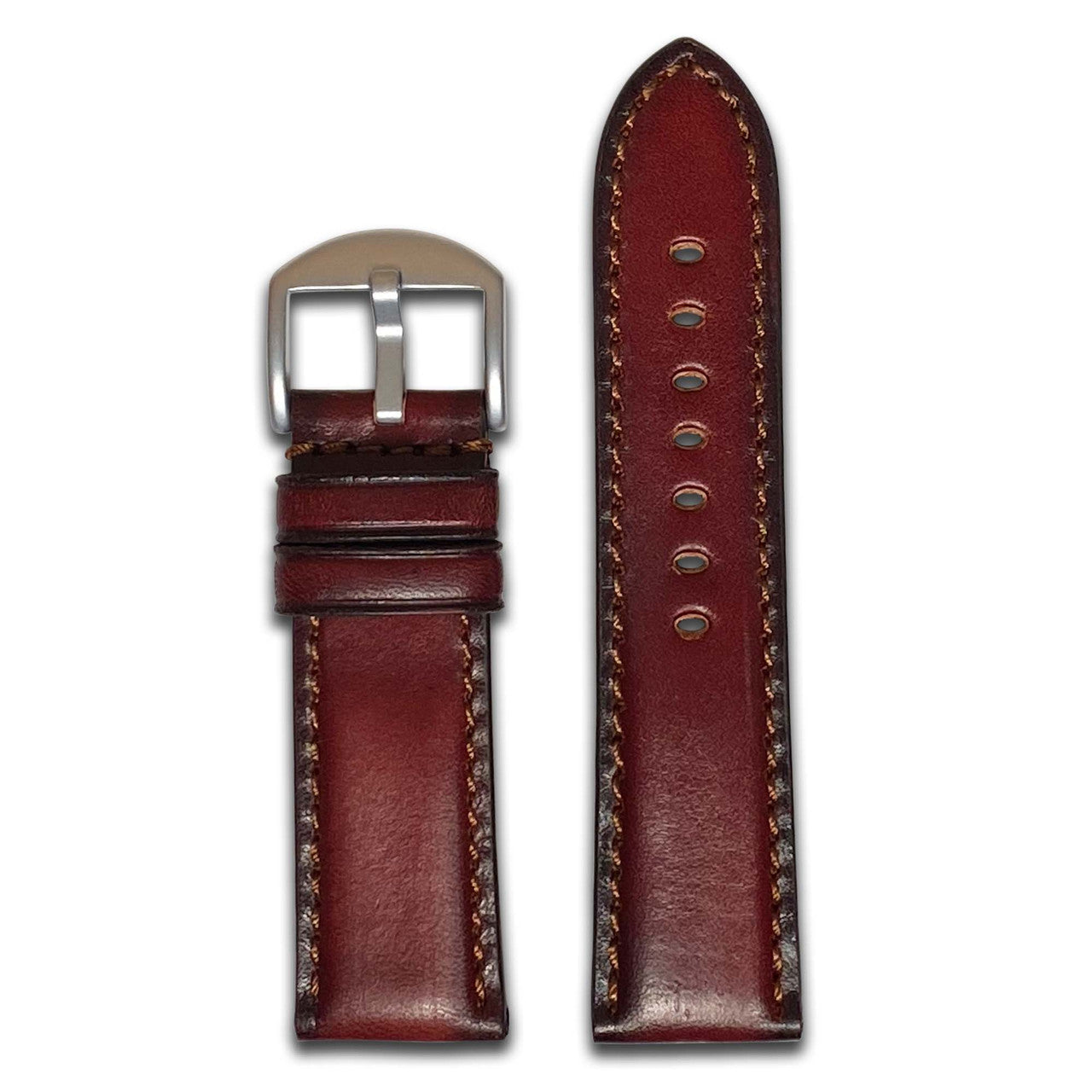 Oak Leather Watch Band | Mahogany | Match Stitch