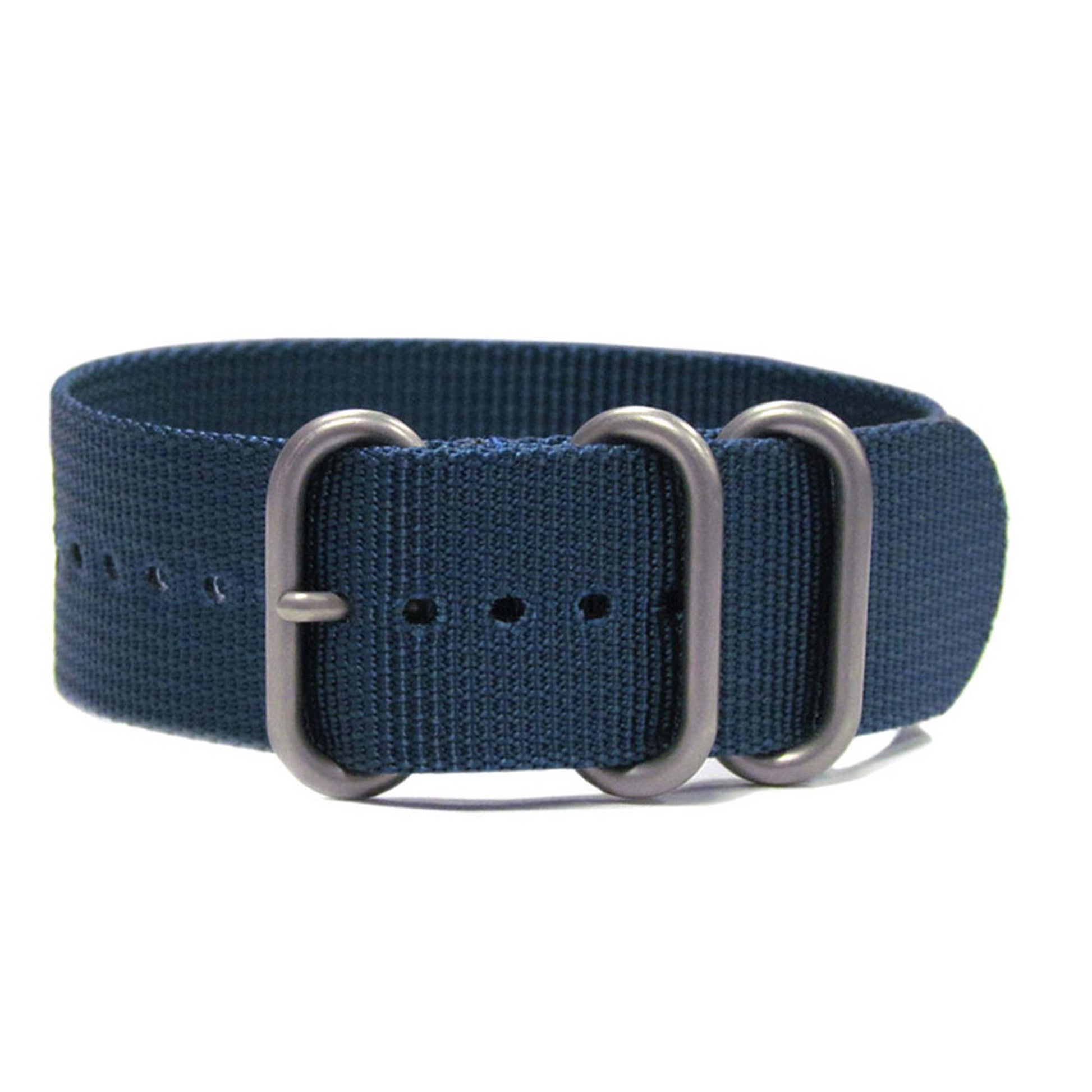 Ballistic Nylon Watch Band | 3-Ring | Ocean Blue | Brushed Hardware