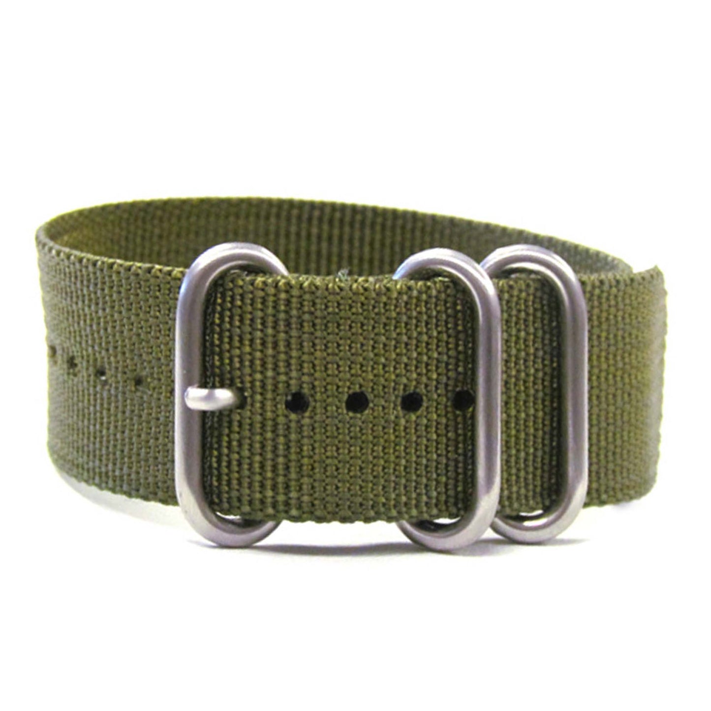 Ballistic Nylon Watch Band | 3-Ring | Olive | Brushed Hardware