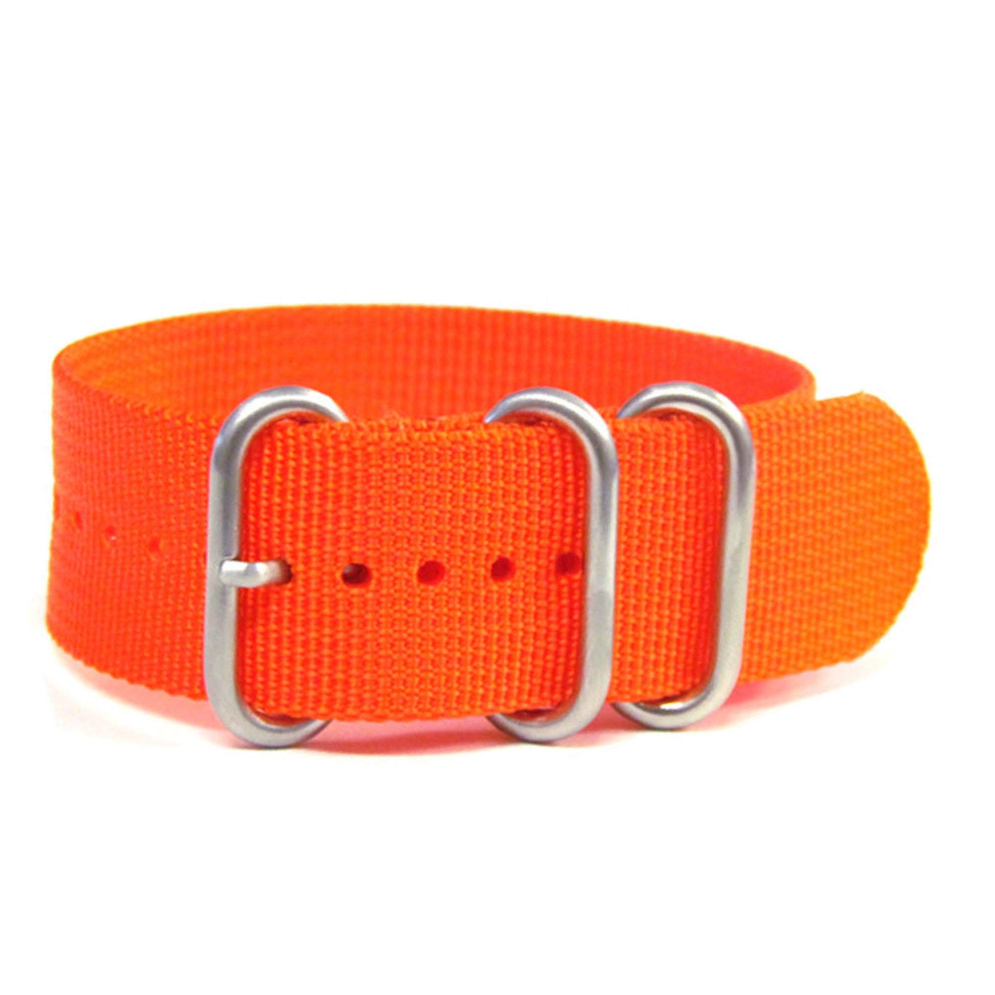 Ballistic Nylon Watch Band | 3-Ring | Orange | Brushed Hardware