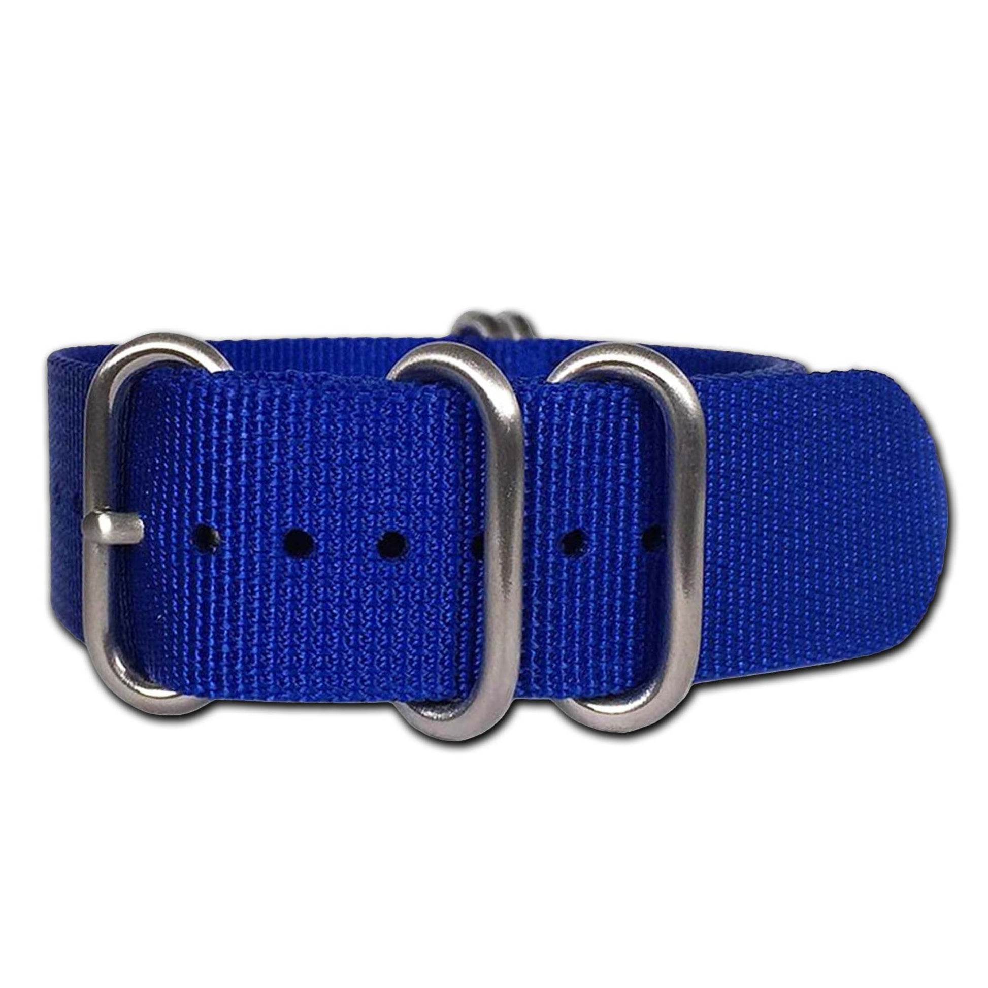 Ballistic Nylon Watch Band | 5-Ring | Blue | Brushed Hardware