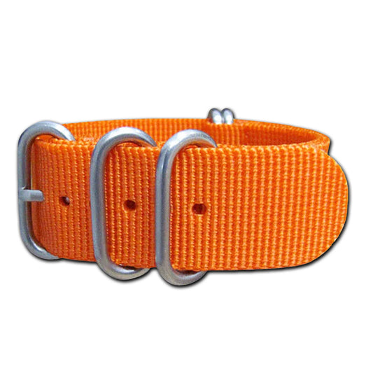 Ballistic Nylon Watch Band | 5-Ring | XL | Orange | Brushed Hardware