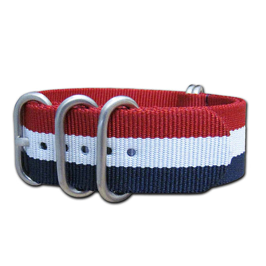 Ballistic Nylon Watch Band | 5-Ring | Patriot | Brushed Hardware