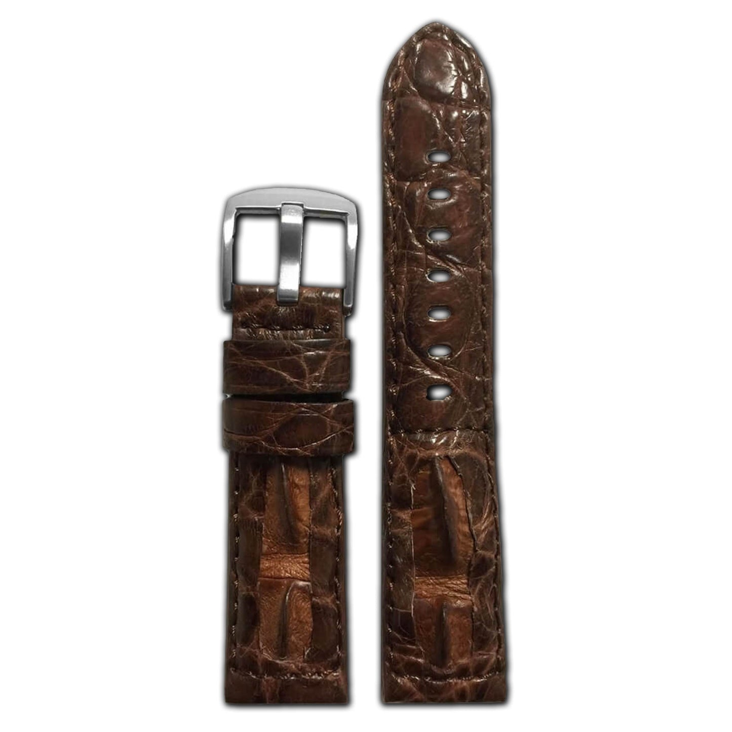 Genuine Crocodile Watch Band | Brown | "OutBack" Hornback Crocodile