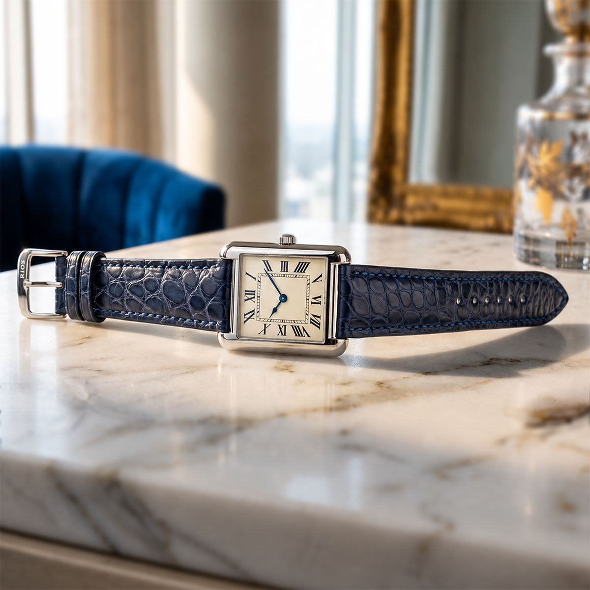 Genuine Alligator Watch Band | Imperial | Flank Cut | Ocean Blue