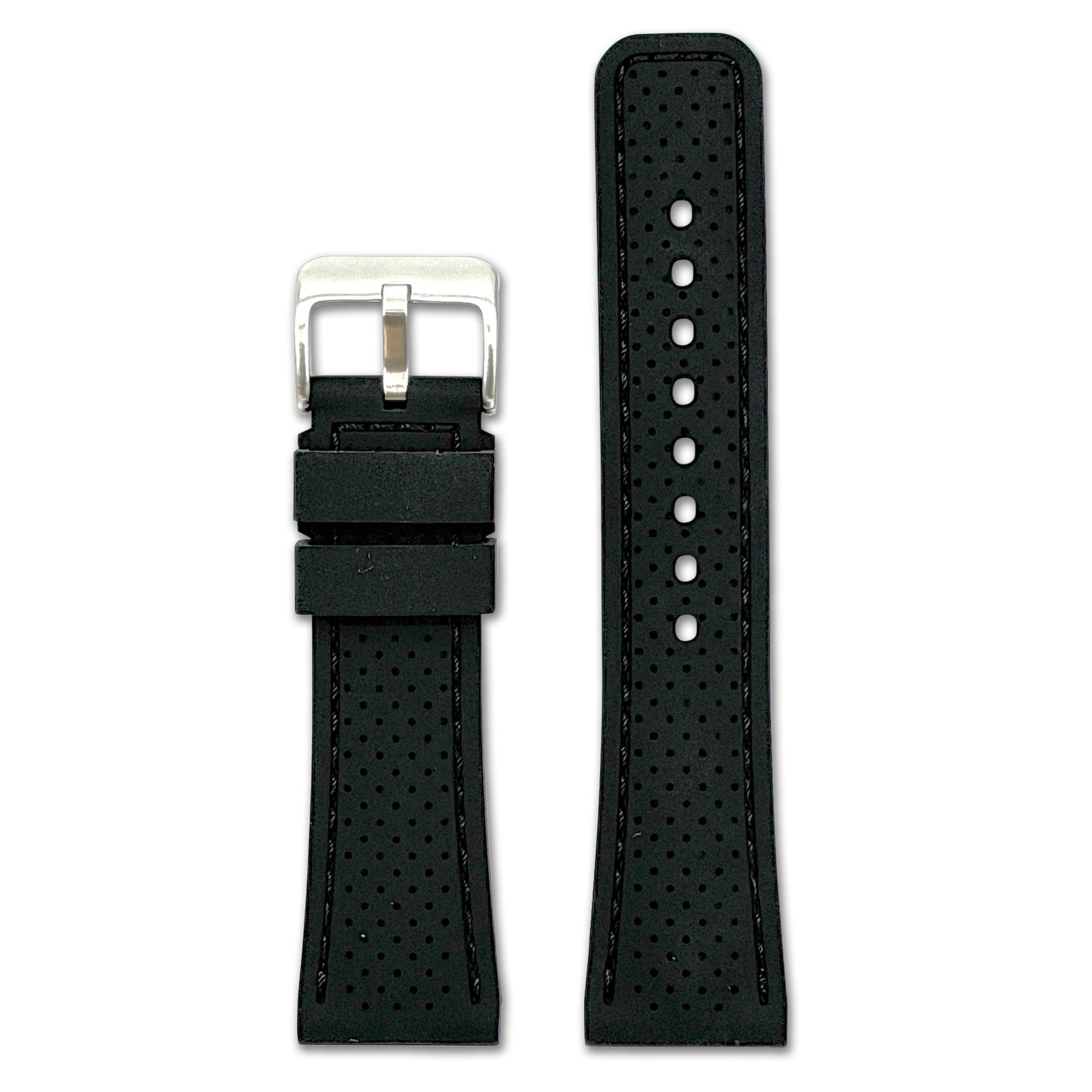 Perforated Sport Silicone Watch Band | Black