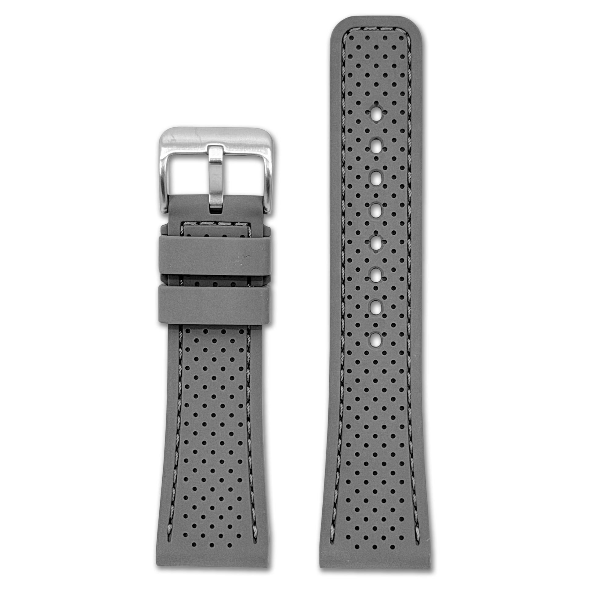 Perforated Sport Silicone Watch Band | Grey