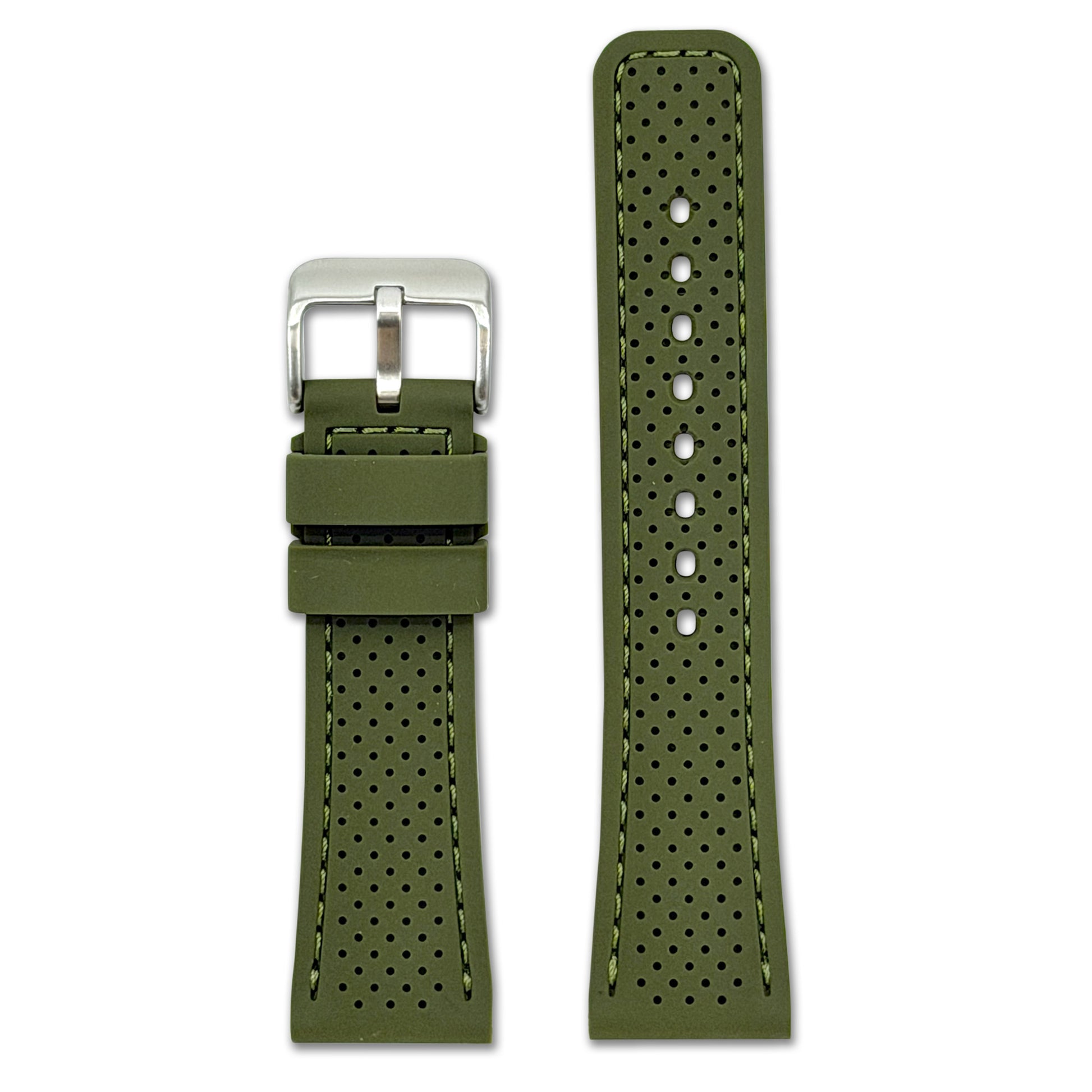 Perforated Sport Silicone Watch Band | Olive