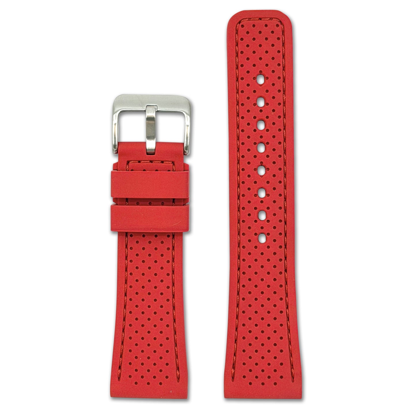 Perforated Sport Silicone Watch Band | Red