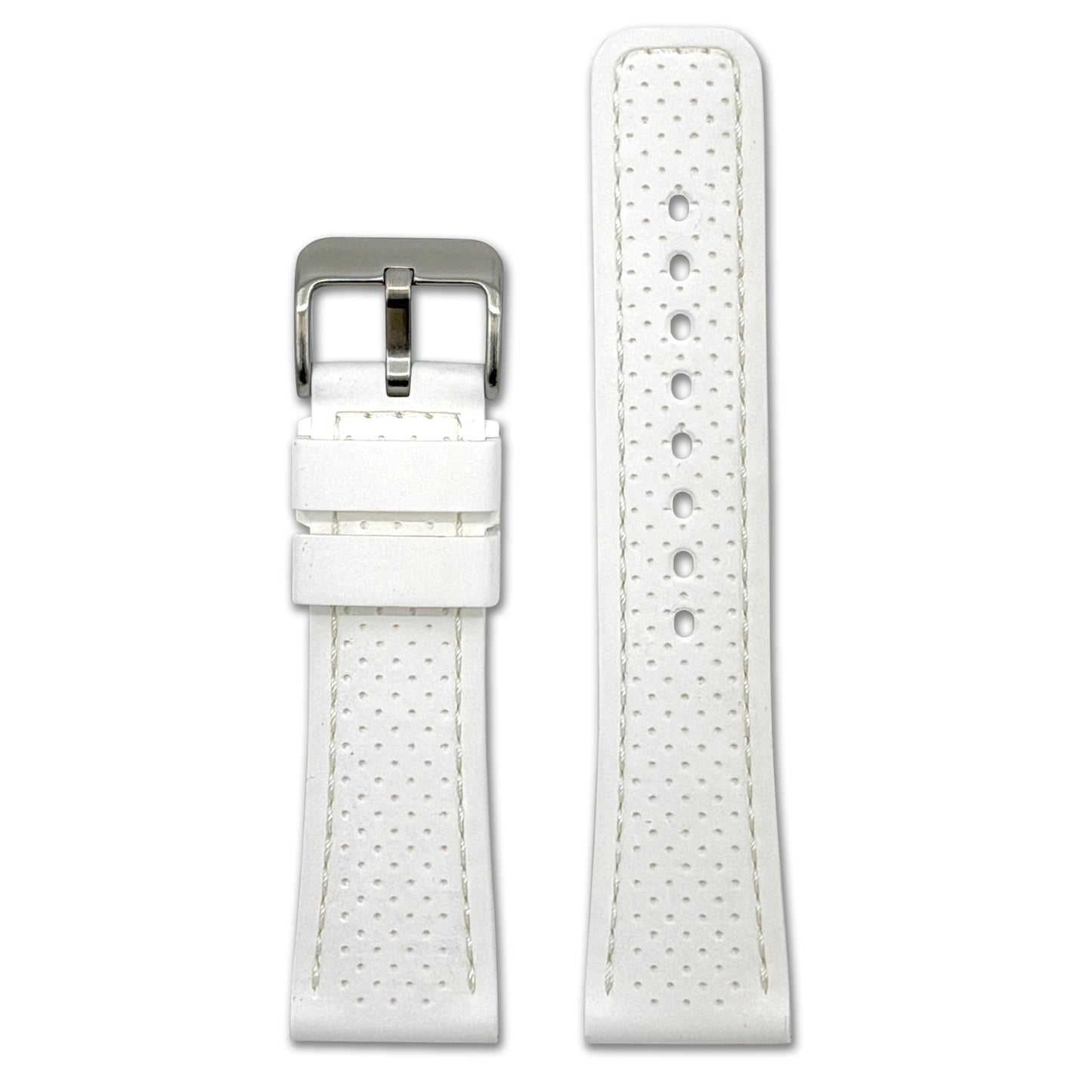 Perforated Sport Silicone Watch Band | White