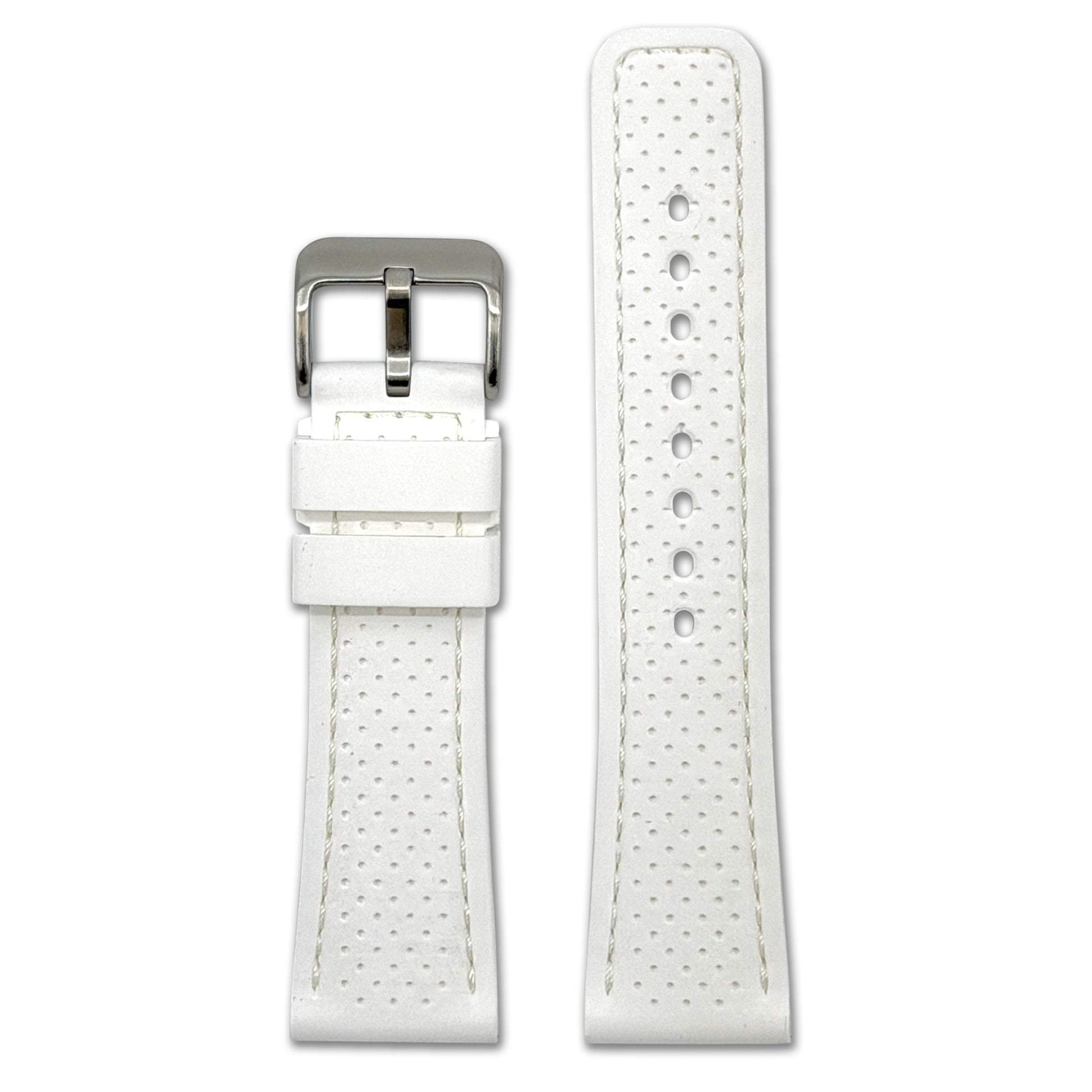 Perforated Sport Silicone Watch Band | White