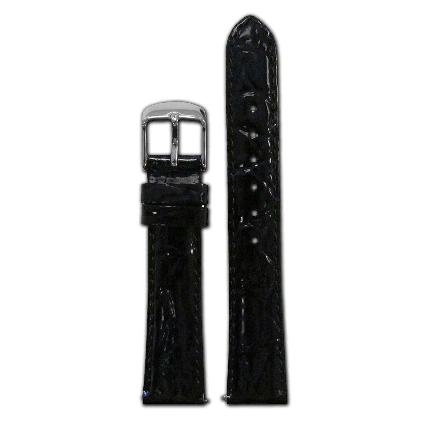 Embossed Leather Gator Watch Band | Quick Release | Sparkling Black | for Michele