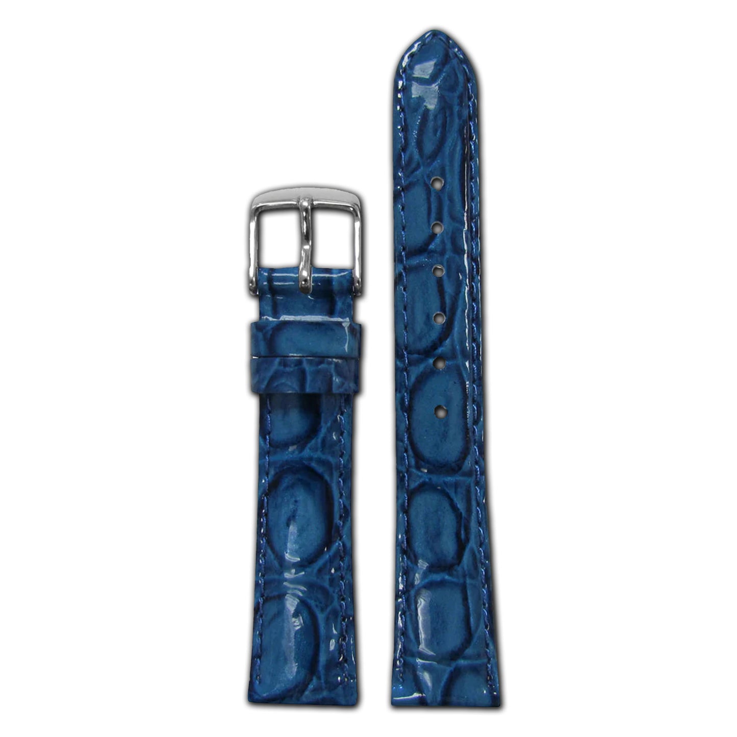 Glossy Embossed Leather Gator Watch Band | Quick Release | Blue | for Michele