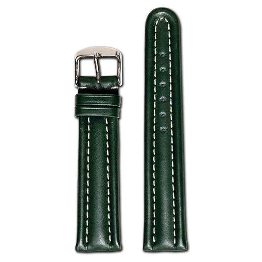 20mm Smart Watch Band | Quick Release | Calf Leather | Forest Green | White Stitch