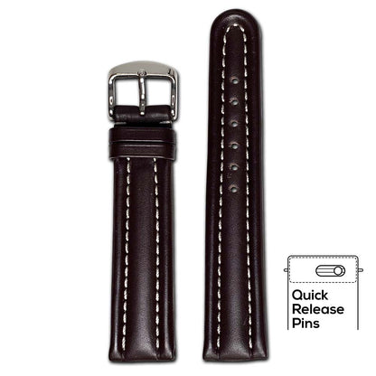 Quick Release | Calf Leather Watch Band | Mocha | Maranello | White Stitch