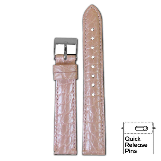 Genuine Crocodile Watch Band | Quick Release | Pearl Pink | for Michele