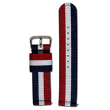 Quick Release Watch Band | Nylon | Two-Piece | Red, White & Blue Striped