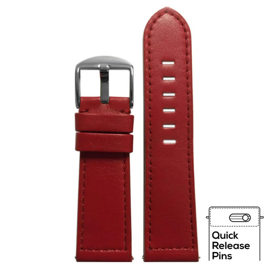 Soft Calf Leather Watch Band | Red | Quick Release