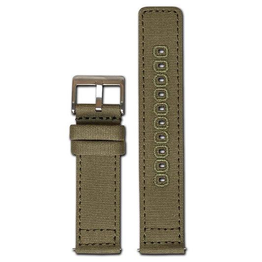 Quick Release Watch Band | Olive | Canvas | Two-Piece | Match Stitch