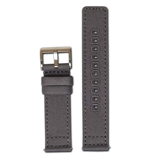 20mm Smart Watch Band | Quick Release | Canvas | Grey | Match Stitch
