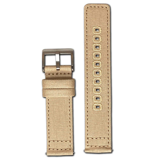 Quick Release Watch Band | Khaki | Canvas | Two-Piece | Match Stitch