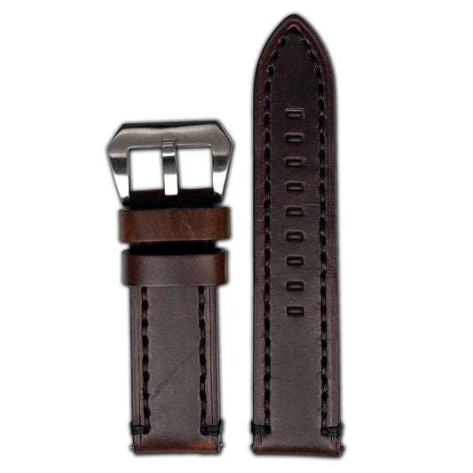 Quick Release | Vintage Tobacco Watch Band | Dark Brown | Black Stitch