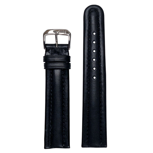 20mm Smart Watch Band | Quick Release | Calf Leather | Black | Match Stitch