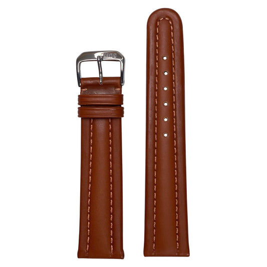 18mm Smart Watch Band | Quick Release | Calf Leather | Cognac | Match Stitch