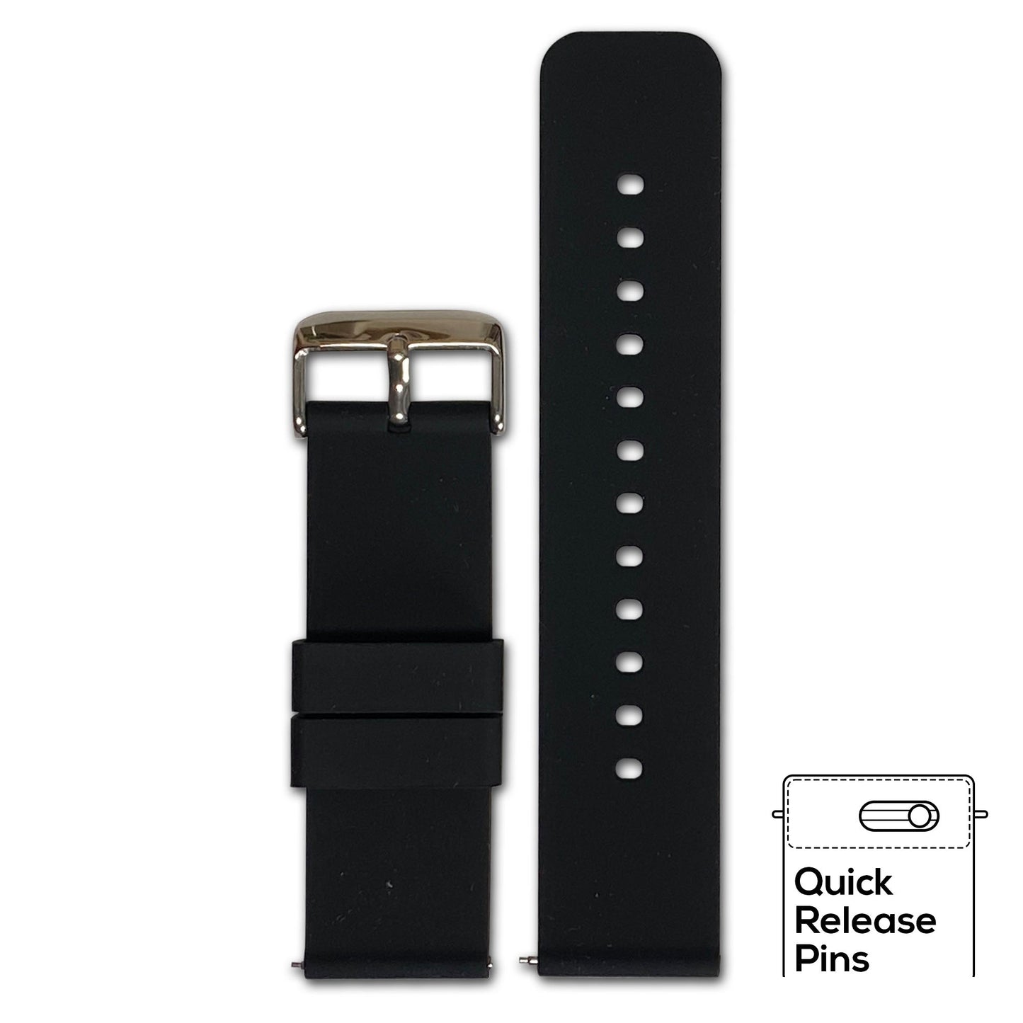 Quick Release Watch Band | Black | Silicone | Two-Piece