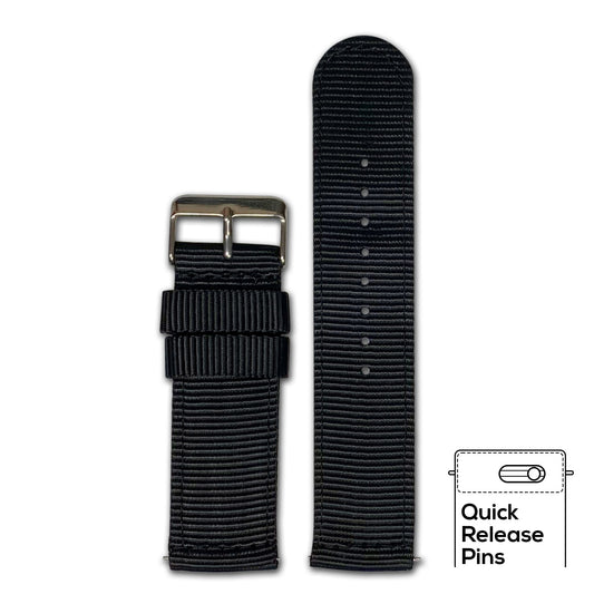 Quick Release Watch Band | Black | Nylon | Two-Piece