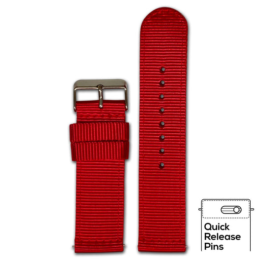 Quick Release Watch Band | Red | Nylon | Two-Piece