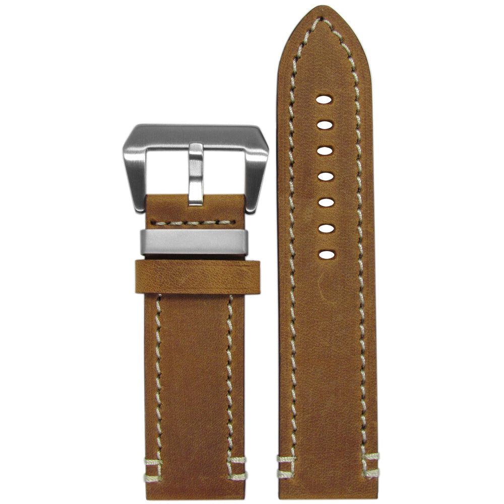 Vintage Leather "Ranger" Watch Band | Brushed Brown | White Stitch